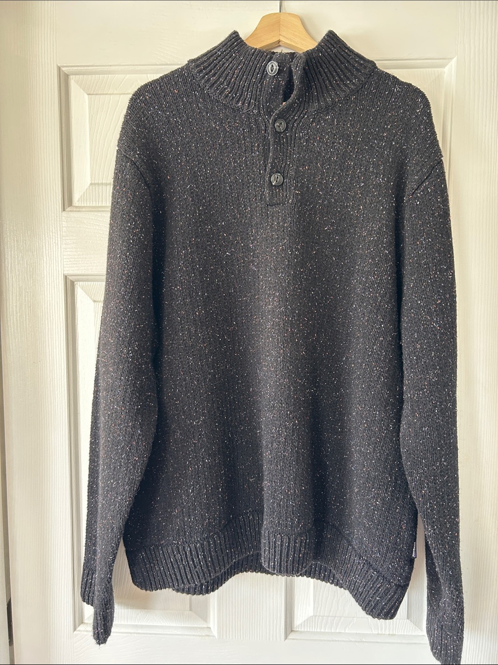 Patagonia Charcoal Speckled Zip-Button Mock Neck Sweater